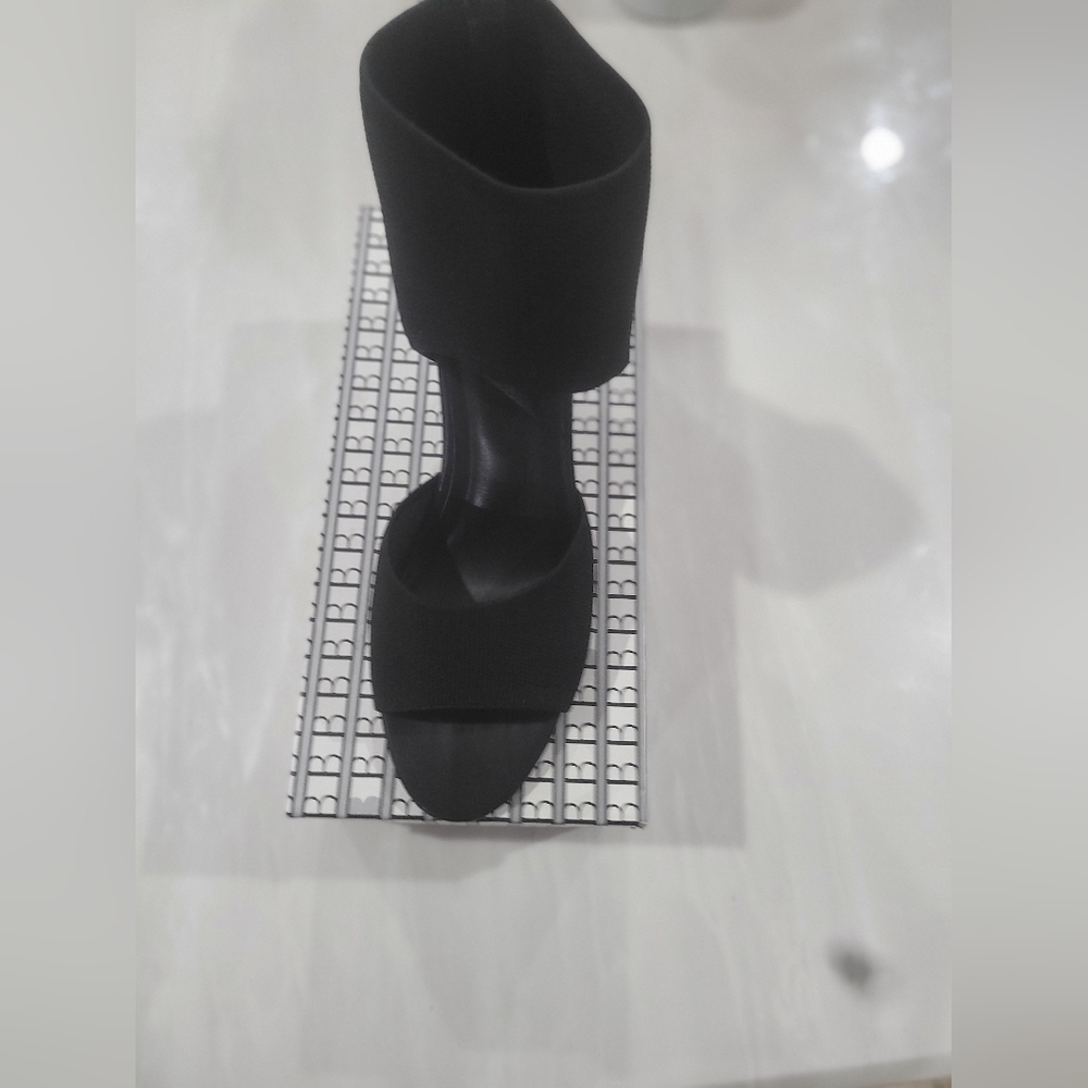 Women's Black Stretch-Band Open-Toe Sandal With Heels